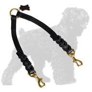 Braided Leather Russian Terrier Coupler for Walking 2 dogs