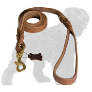 Latigo Leather Russian Terrier Leash with Braids