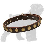 Top Quality Leather Russian Terrier Collar with Hand Set Circles