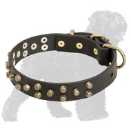 Studded Walking Leather Black Russian Terrier Collar