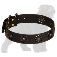 Fashionable Leather Bulldog Collar with Flowery Pattern