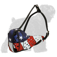 Patriotic Leather Russian Terrier Muzzle with an American Flag Painting