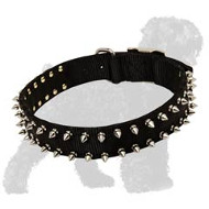 Water-Proof Nylon Black Russian Terrier Collar with Spikes