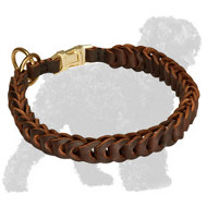High Quality Reliable Braided Leather Russian Terrier Choke Collar for Training