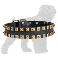 Reliable Leather Russian Terrier Collar with Brass Studs for Training