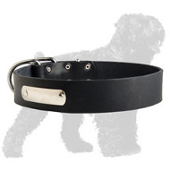 Leather Black Russian Terrier Collar with ID Tag