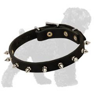 Uniquely Designed Leather Russian Terrier Collar with Fancy Nickel Spikes