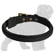 Fantastic Braided Leather Collar for Black Russian Terriers