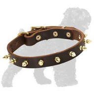Multifunctional Leather Russian Terrier Spiked Collar for Training Sessions
