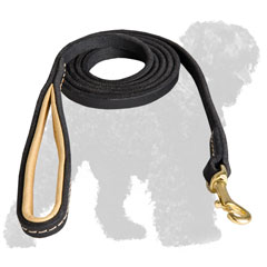 Soft Stitched Leather Black Russian Terrier Leash