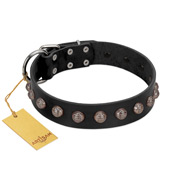 "Bizarre Affection" Designer Handmade FDT Artisan Black Leather Black Russian Terrier Collar