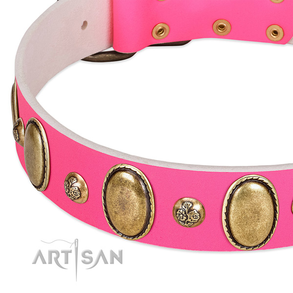 Stylish walking best quality full grain genuine leather dog collar