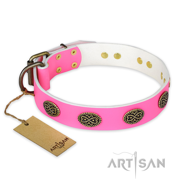 Exceptional full grain natural leather dog collar for everyday use