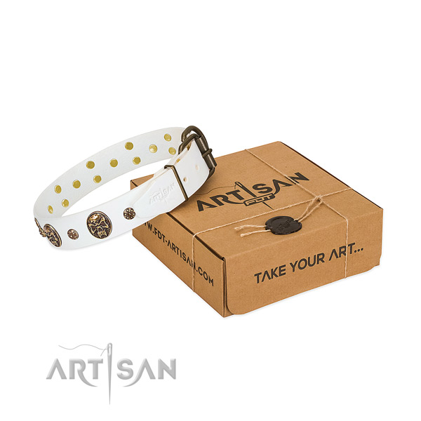 Handcrafted genuine leather collar for your lovely dog