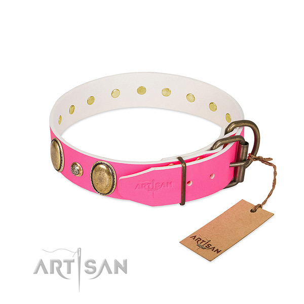 Comfortable wearing soft leather dog collar