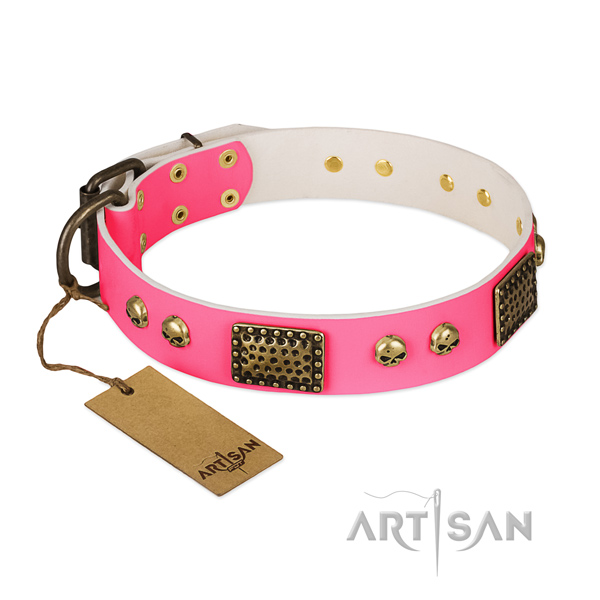 Easy wearing full grain genuine leather dog collar for everyday walking your four-legged friend
