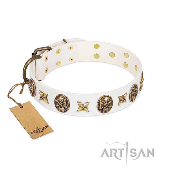 Best quality natural genuine leather dog collar for walking