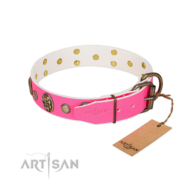 Rust resistant hardware on full grain genuine leather dog collar for your canine
