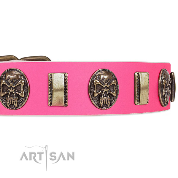 Strong fittings on full grain leather dog collar for your four-legged friend