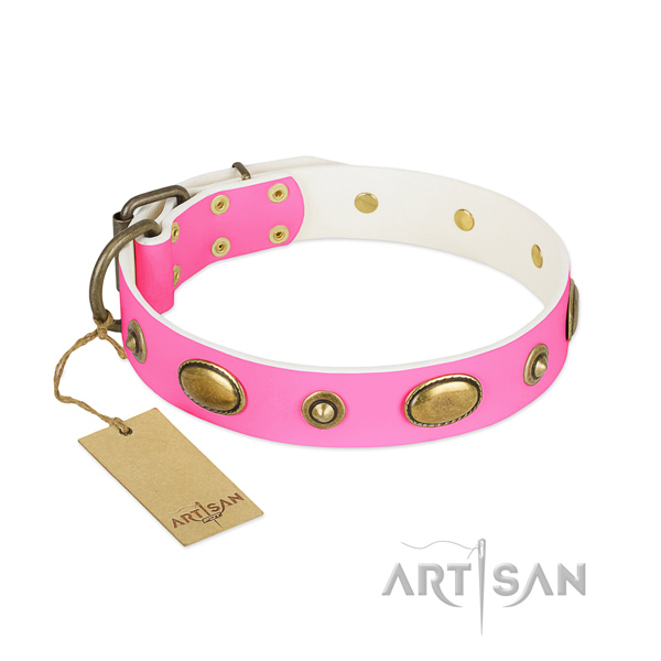 Easy adjustable full grain genuine leather collar for your pet