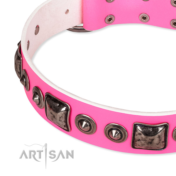 Soft full grain genuine leather dog collar handmade for your lovely canine