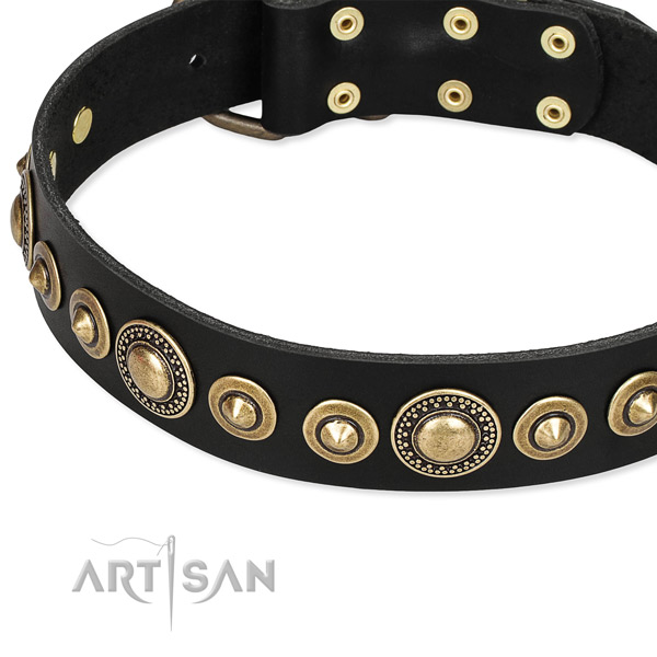 Soft natural genuine leather dog collar crafted for your lovely dog