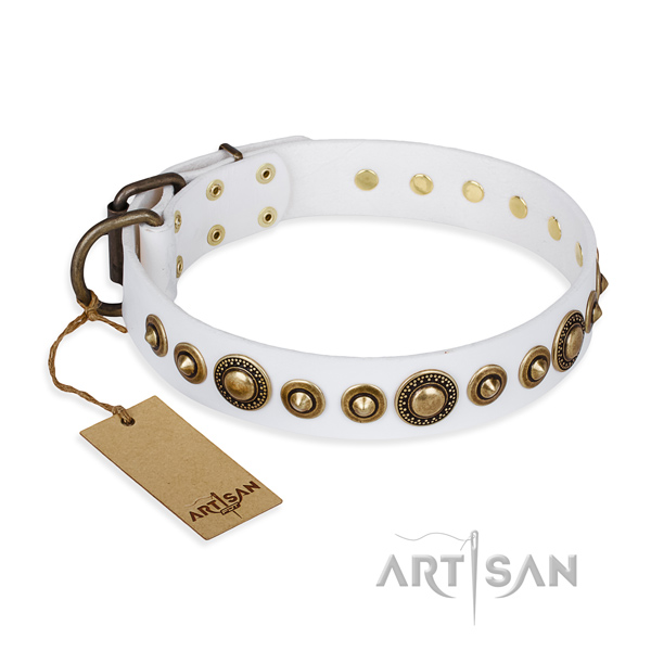 Top rate full grain leather collar handcrafted for your four-legged friend
