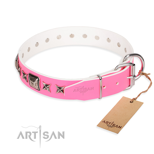 Best quality studded dog collar of natural leather