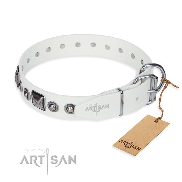High quality leather dog collar crafted for stylish walking