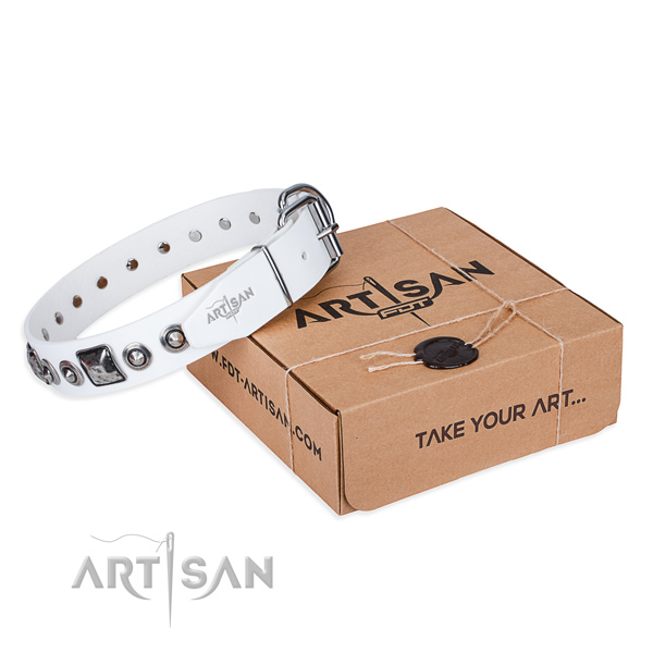Genuine leather dog collar made of best quality material with corrosion resistant fittings