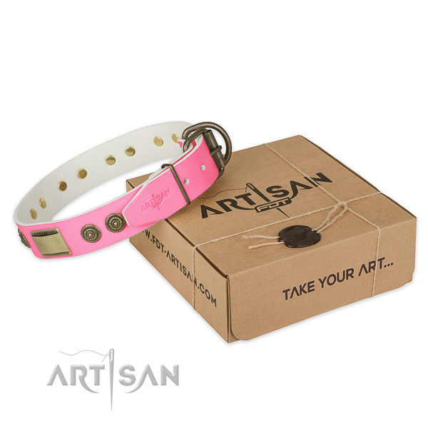 Reliable adornments on dog collar for daily use