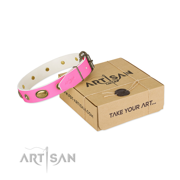 Handcrafted natural leather collar for your impressive dog
