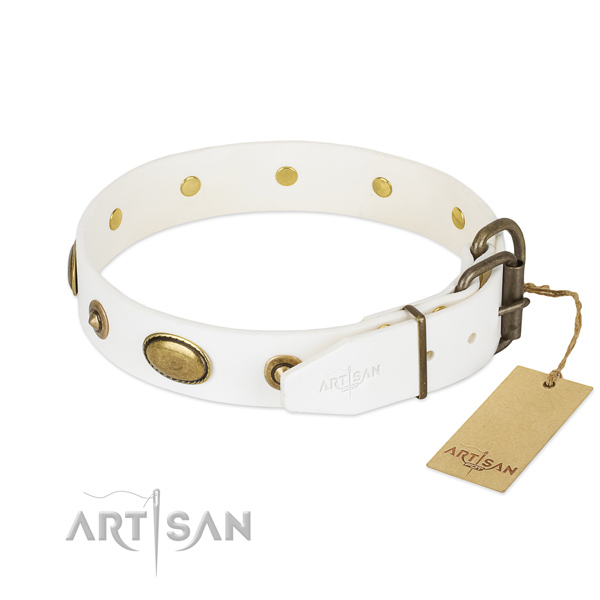 Rust resistant hardware on full grain genuine leather dog collar for your dog