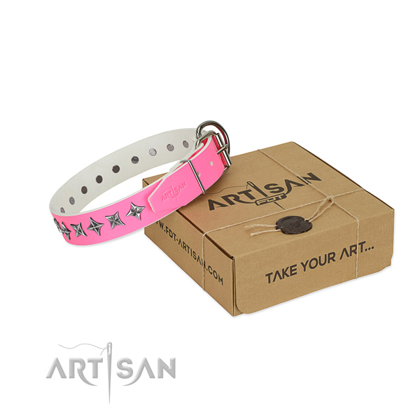 High quality leather dog collar with exquisite adornments