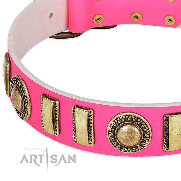 Gentle to touch full grain leather dog collar for your attractive four-legged friend
