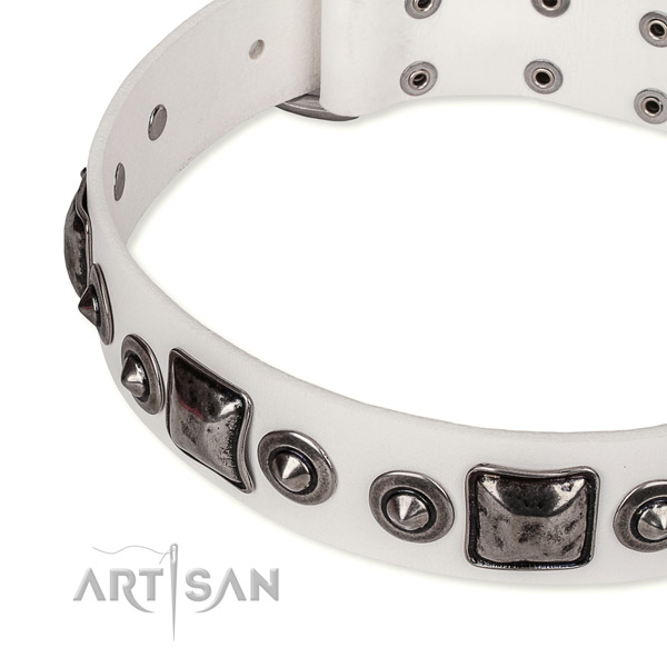 Reliable full grain natural leather dog collar handmade for your attractive pet