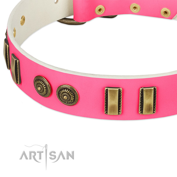 Reliable hardware on full grain natural leather dog collar for your pet