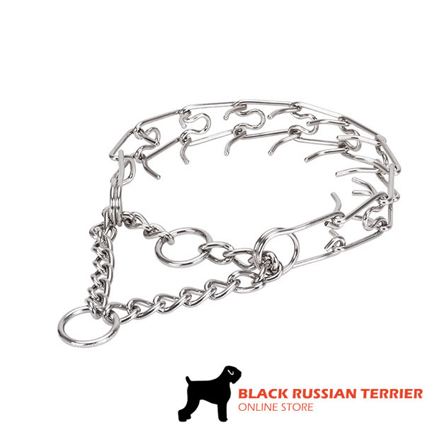 Prong collar of corrosion-proof stainless steel for ill behaved canines