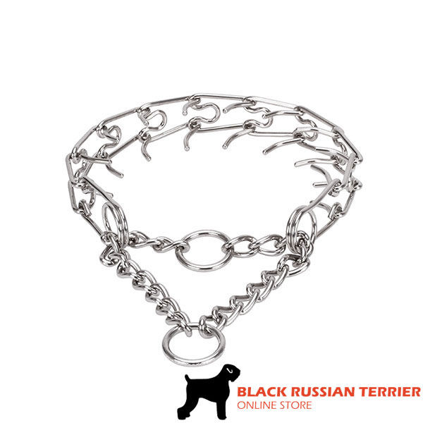 Adjustable stainless steel dog prong collar with removable prongs for medium dogs