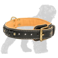 Adjustable Training Leather Russian Terrier Collar Brass Fittings