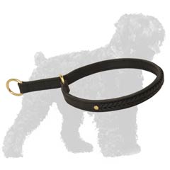 2 ply leather choke collar for Black Russian Terrier