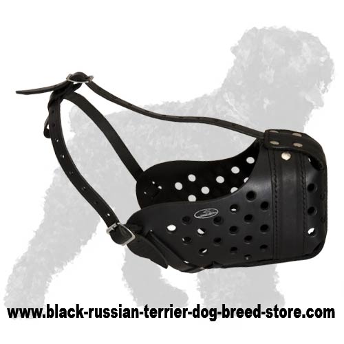 Extra strong durable agitation muzzle for Black Russian Terrier