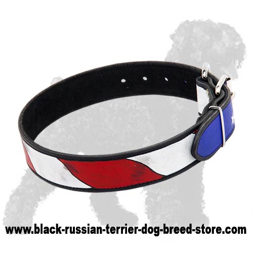 Amazing American Patriot colored Black Russian Terrier collar - Click Image to Close