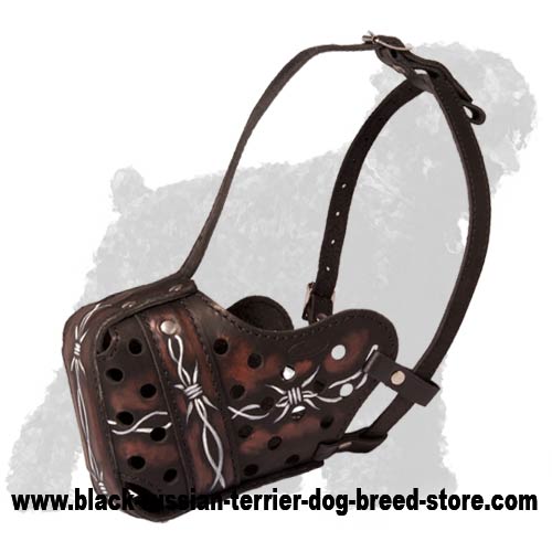Stylish easy wearing muzzle for Black Russian Terrier