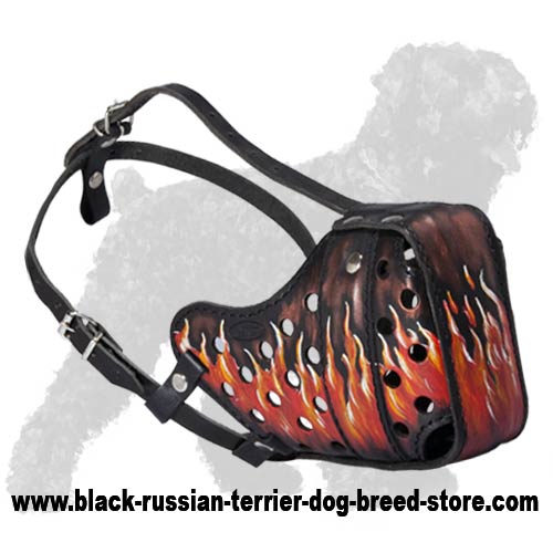 Extra Strong Agitation Handpainted Leather Muzzle