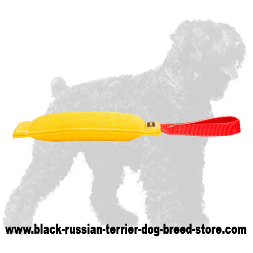 French Linen Black Russian Terrier Bite Tug with Handle