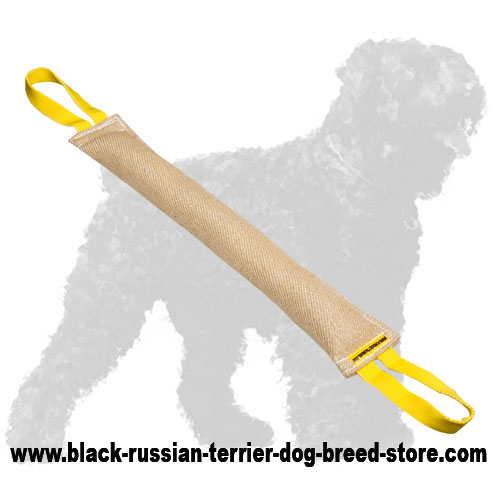 Reliable Jute Black Russian Terrier Bite Tug with 2 Handles