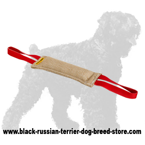 Safe Jute Russian Terrier Bite Tug with 2 Handles
