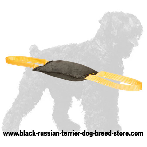 Leather Russian Terrier Bite Tug with Handles