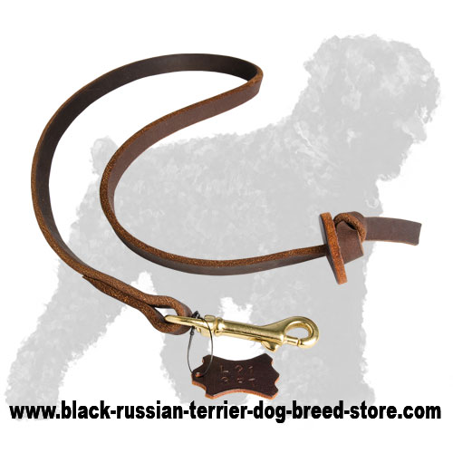 Training Leather Russian Terrier Leash with Unique Handle